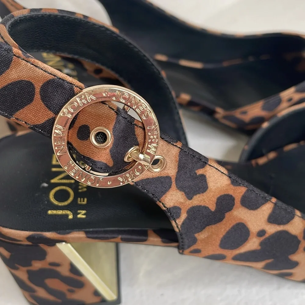 NWOT Jones New York Satin Leopard Print Slingback Heels 6.5